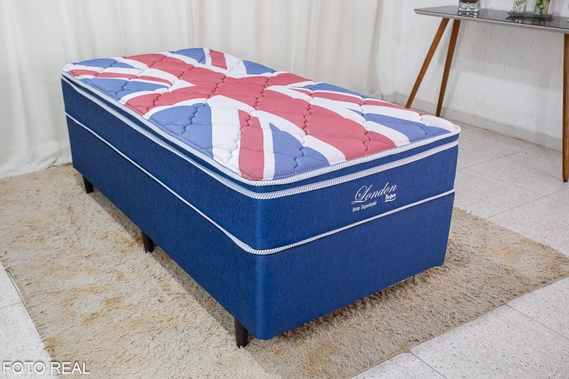 Base Box + Colchão Solteiro London Molas Superlastic 88x188x68 - Imagem 2