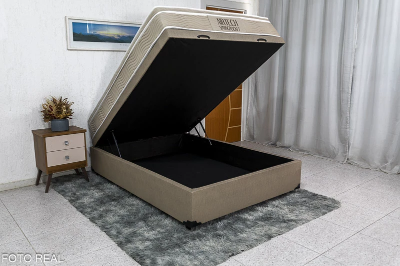 Box Baú Casal Eli Korino Blindado + Colchão Casal Airtech Springpocket - Imagem 2