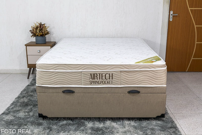 Box Baú Casal Eli Korino Blindado + Colchão Casal Airtech Springpocket - Imagem 3