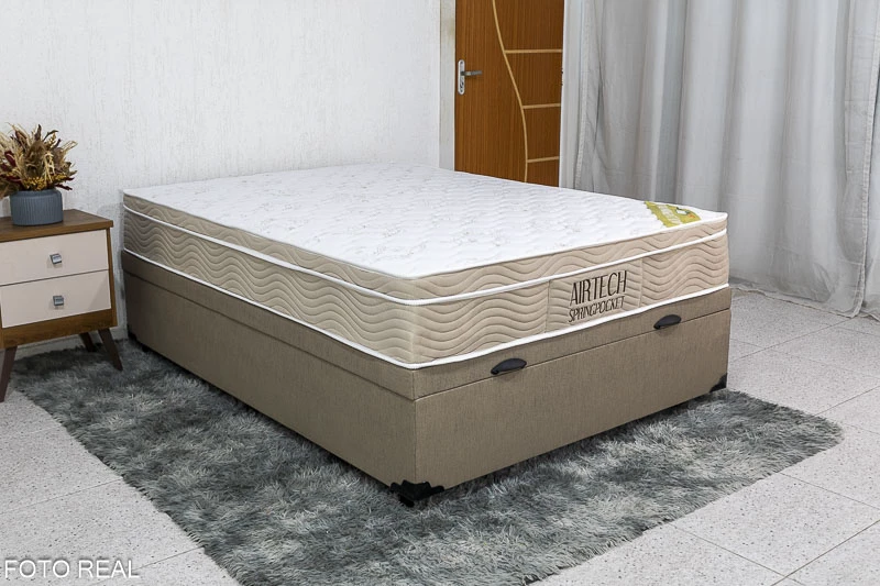 Box Baú Casal Eli Korino Blindado + Colchão Casal Airtech Springpocket