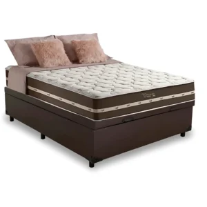 Box Baú Casal Eli Korino Blindado + Colchão Casal Classic 138x188x64 Molas Ensacadas