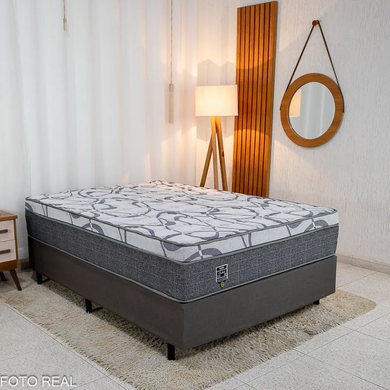 Box Casal Universal Linho Grafite + Colchão Casal Madrid Euro - Imagem 2