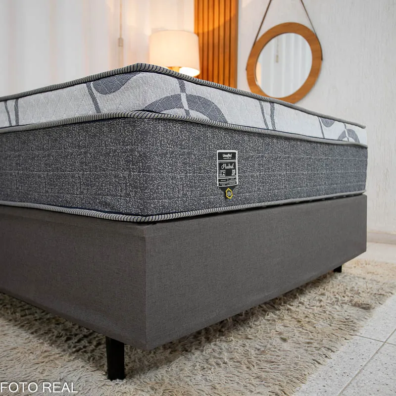 Box Casal Universal Linho Grafite + Colchão Casal Madrid Euro - Imagem 5