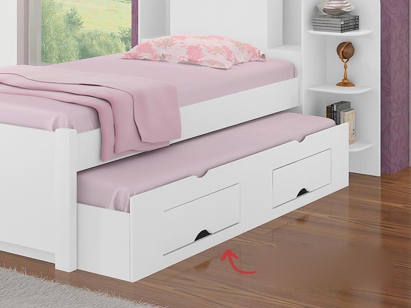 Cama Auxiliar 2 Gavetas Branca D'doro