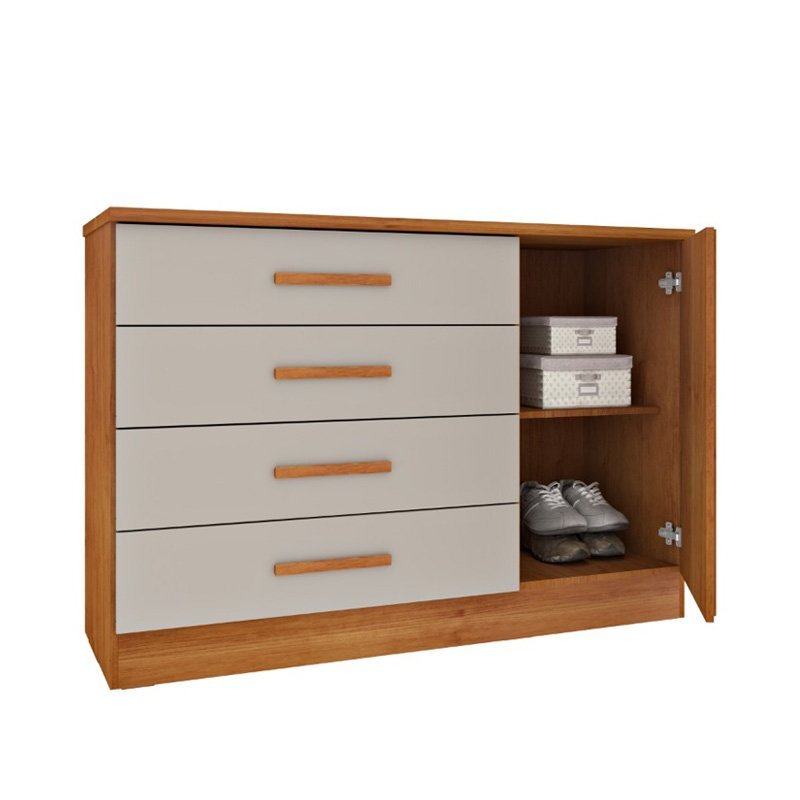 Cômoda Barcelona Larg. 1.34m 4 Gavetas e 1 Porta C/Detalhe Ripado - Imagem 2