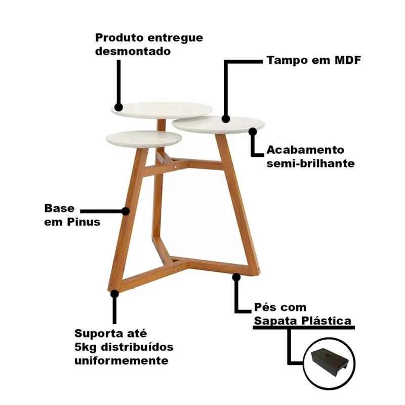 Mesa Lateral Classic 3 Tampos - Imagem 4