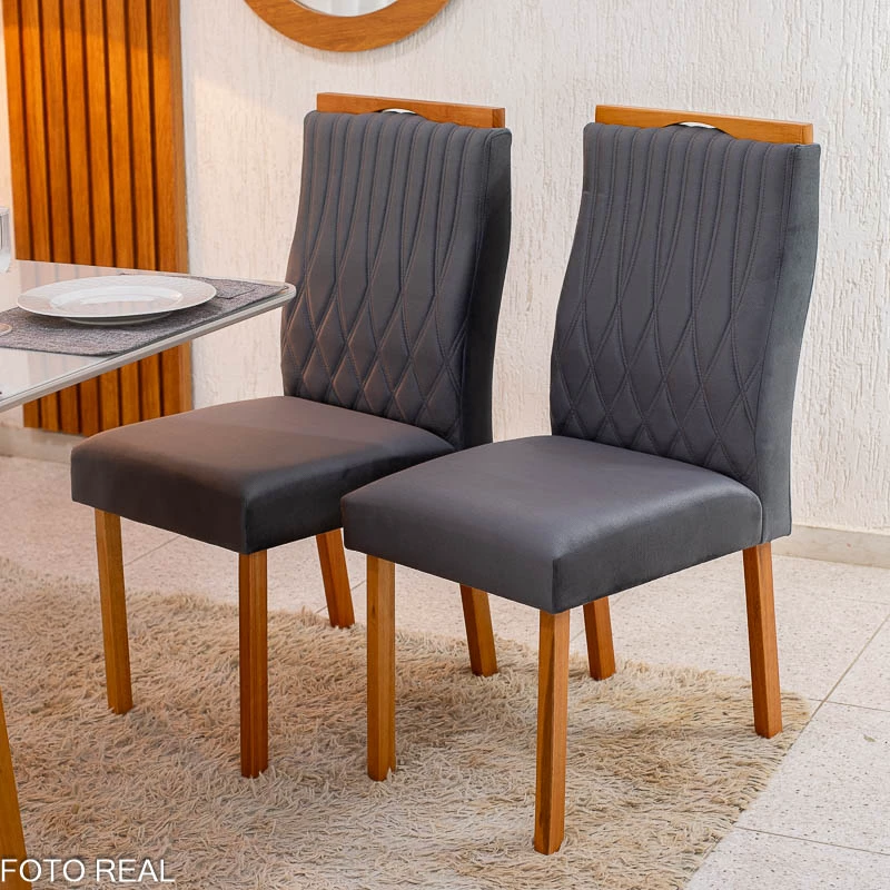 Mesa Pedro Mel Tampo Off 120×80 4 Cadeiras Genova Assento Veludo - Imagem 13