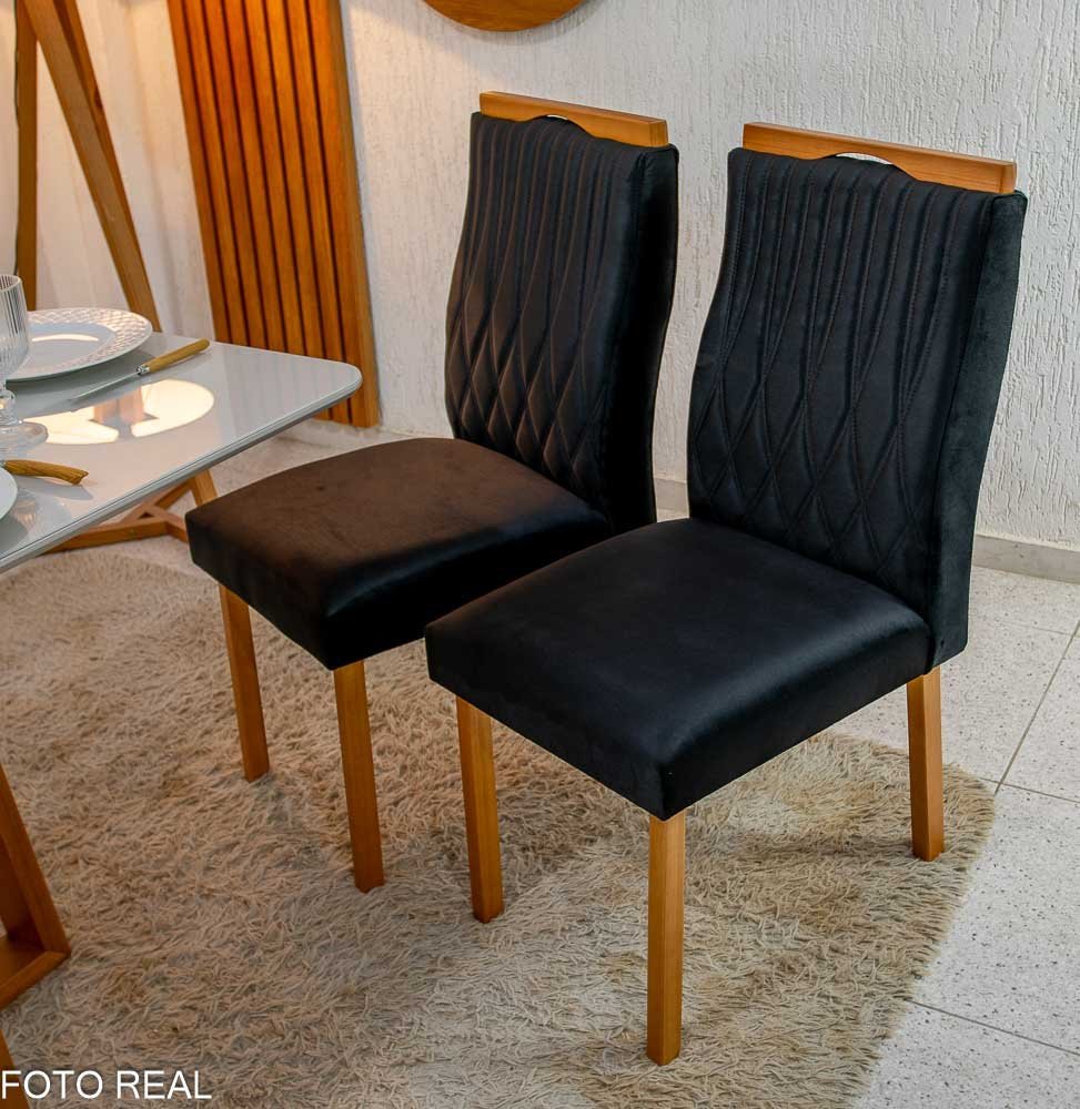 Mesa Pedro Mel Tampo Off 120×80 4 Cadeiras Genova Assento Veludo - Imagem 6