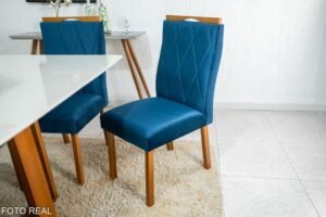 Mesa de Jantar Pedro Mel Tampo Off 160×80 6 Cadeiras Lisboa Assento Veludo - Imagem 16