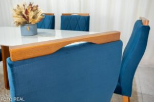 Mesa de Jantar Pedro Mel Tampo Off 160×80 6 Cadeiras Lisboa Assento Veludo - Imagem 17