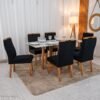 Mesa de Jantar Pedro Mel Tampo Off 160×80 6 Cadeiras Lisboa Assento Veludo