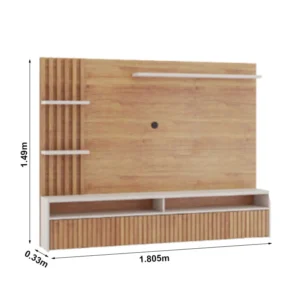Alternative view of Painel Aurora Larg. 1.80m Ripado Para TV até 65"