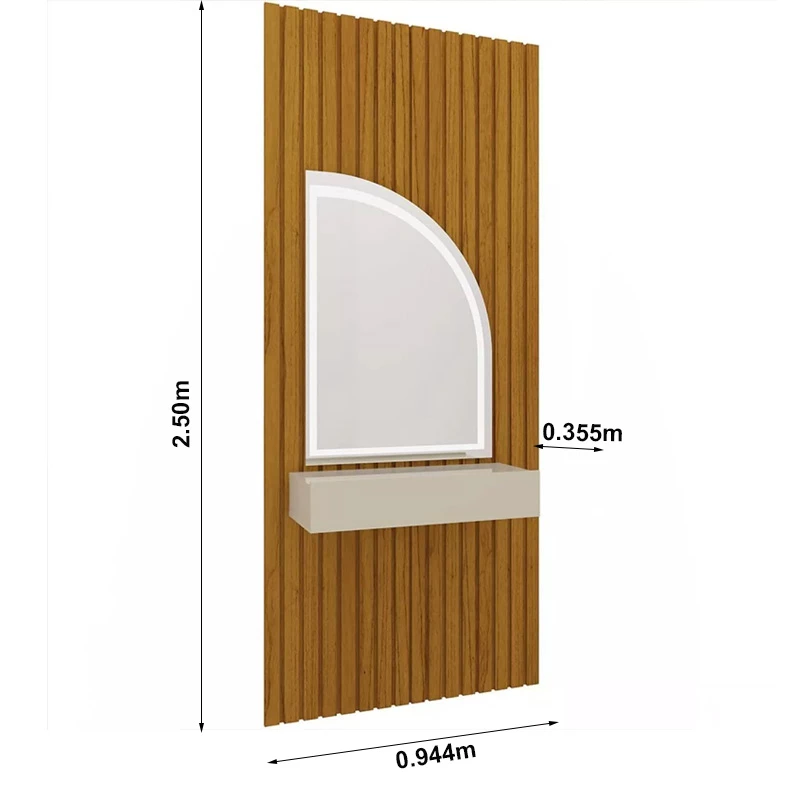 Penteadeira Realeza Ripada Larg. 0.94m C/Espelho e Led - Imagem 4