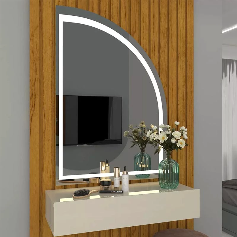 Penteadeira Realeza Ripada Larg. 0.94m C/Espelho e Led