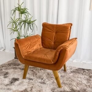 Poltrona Perola Veludo Terracota