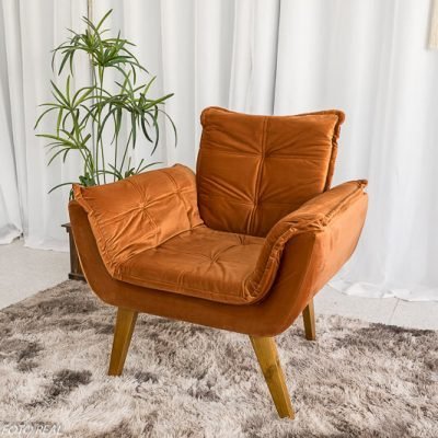 Poltrona Perola Veludo Terracota