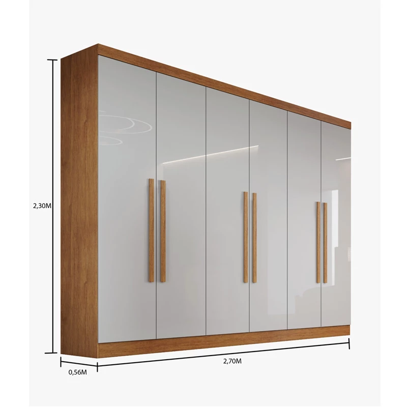 Guarda-Roupa Genova Larg. 2.70m 6 Portas 6 Gavetas - Imagem 6
