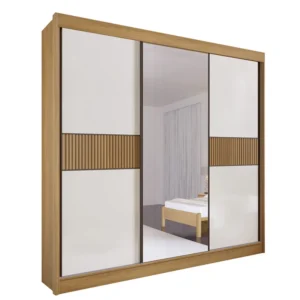 Guarda-Roupa Los Angeles Larg. 2.73m 3 Portas 6 Gavetas Detalhe Ripado