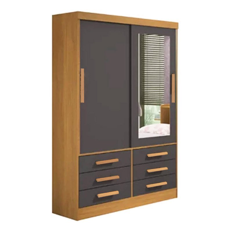 Guarda-Roupa Meridian Plus Larg. 1.35m 2 Portas 6 Gavetas - Imagem 4