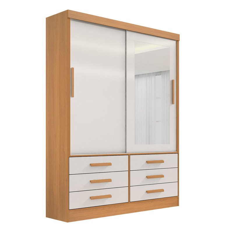 Guarda-Roupa Meridian Plus Larg. 1.35m 2 Portas 6 Gavetas - Imagem 3