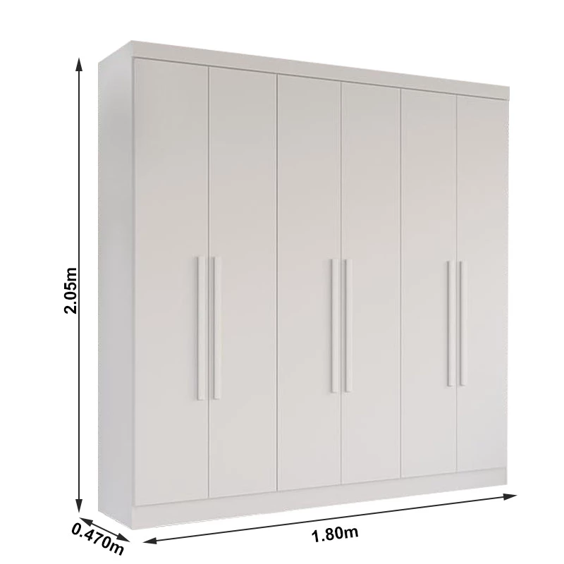 Guarda-Roupa Recife Larg. 1.80m 6 Portas 2 Gavetas - Imagem 7