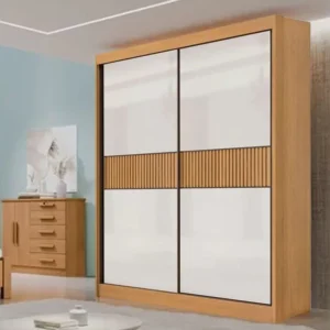 Guarda-Roupa Santorini Larg. 1.85m C/Detalhe Ripado 2 Portas 3 Gavetas