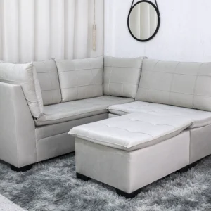 Alternative view of Sofá de Canto Viena com Puff em Tecido Veludo