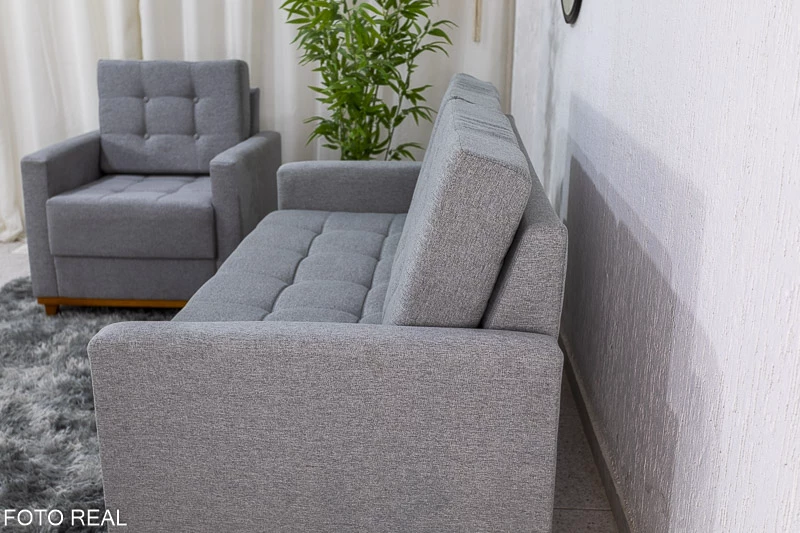 Sofá Áustria 3 Lugares + Poltrona Áustria Linho - Imagem 8