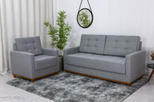 Sofá Áustria 3 Lugares + Poltrona Áustria Linho
