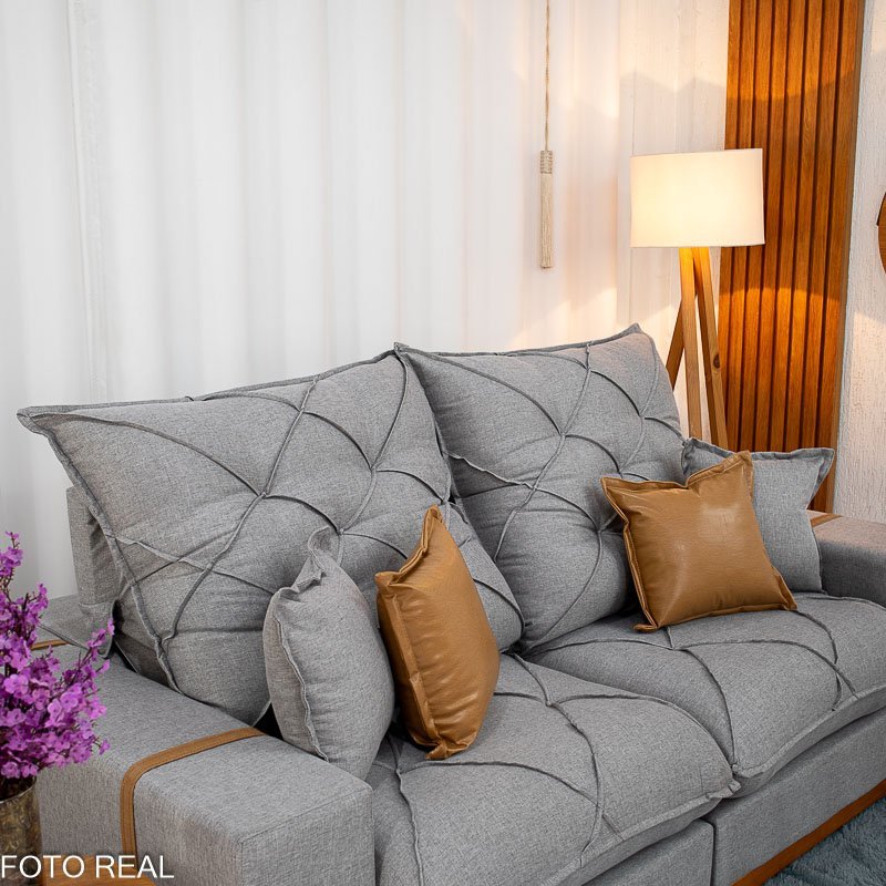 Sofá Retrátil Reclinável Malibu 2.10m Linho - Imagem 7