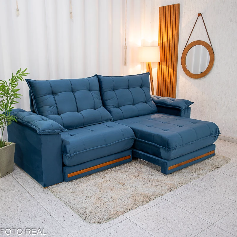 Sofá Retrátil Reclinável Barcelona 2.50m Veludo - Imagem 7