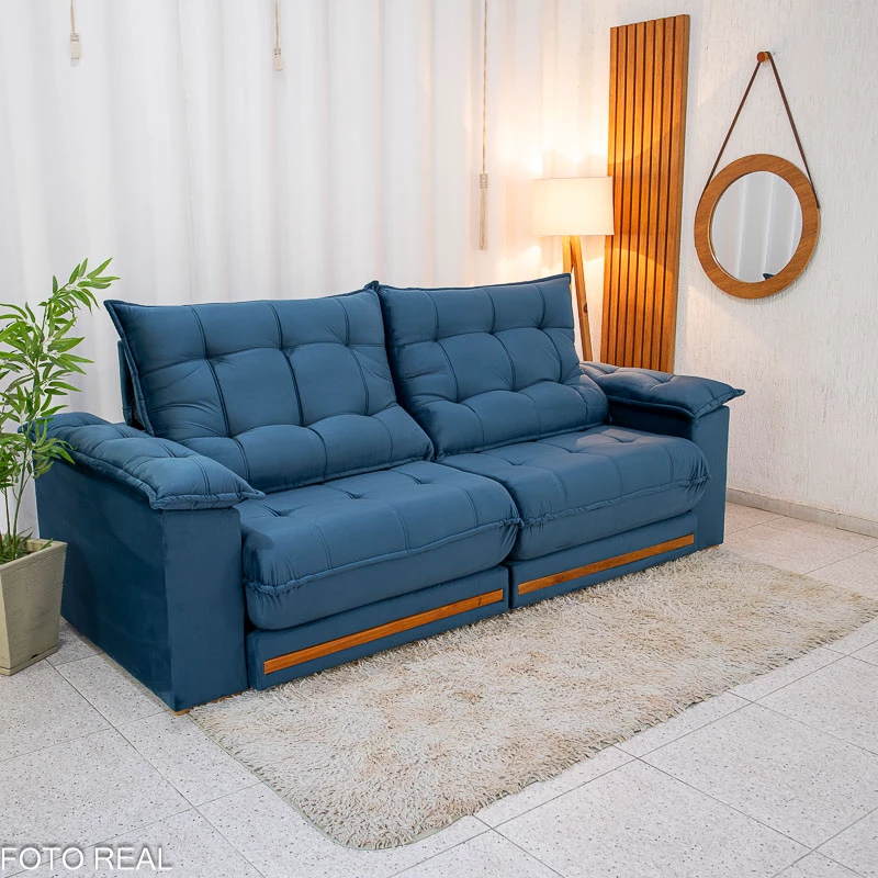 Sofá Retrátil Reclinável Barcelona 2.50m Veludo - Imagem 8