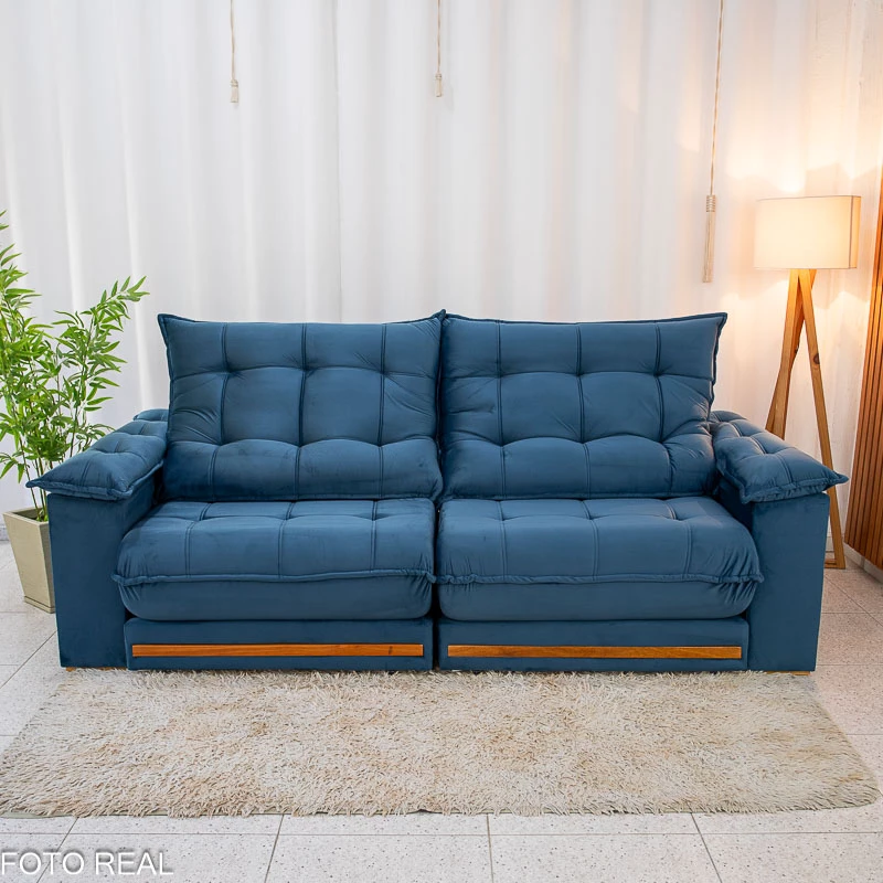 Sofá Retrátil Reclinável Barcelona 2.50m Veludo - Imagem 14