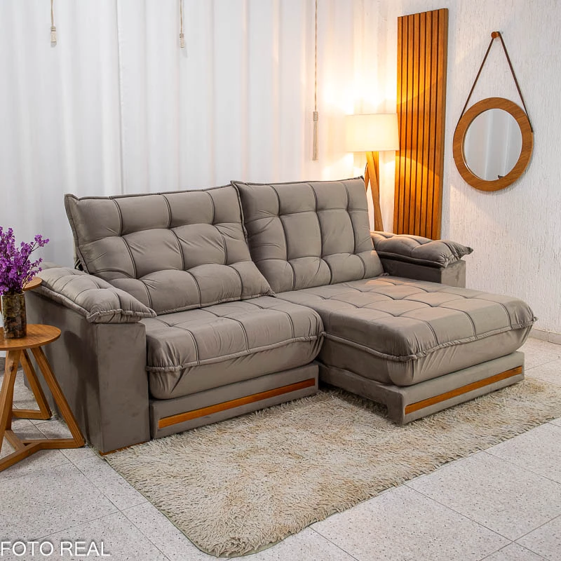 Sofá Retrátil Reclinável Barcelona 2.50m Veludo - Imagem 9