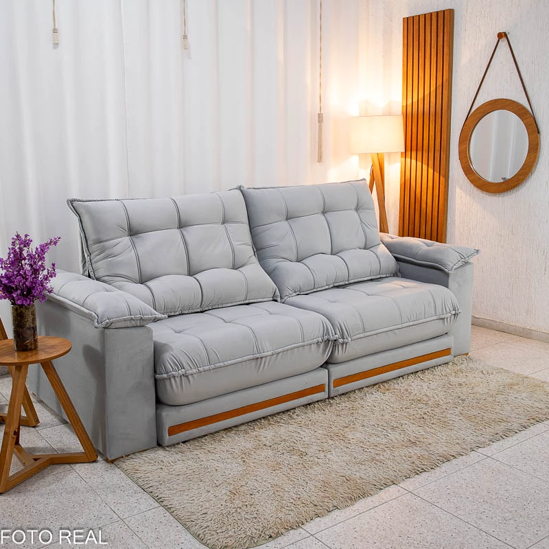 Sofá Retrátil Reclinável Barcelona 2.50m Veludo - Imagem 6