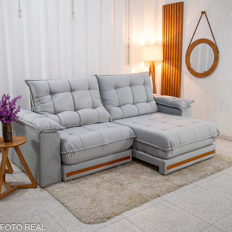 Sofá Retrátil Reclinável Barcelona 2.50m Veludo - Imagem 5