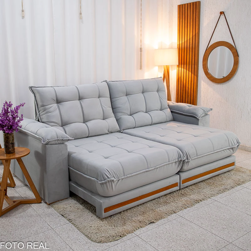 Sofá Retrátil Reclinável Barcelona 2.50m Veludo