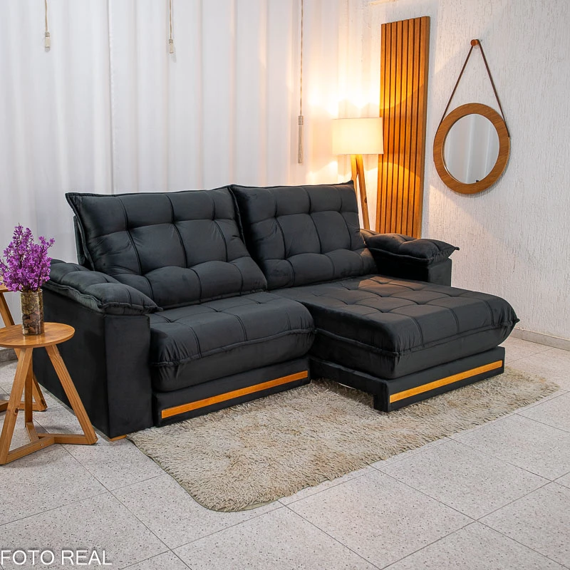 Sofá Retrátil Reclinável Barcelona 2.50m Veludo - Imagem 11
