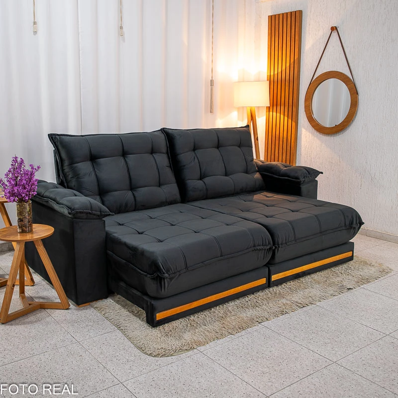 Sofá Retrátil Reclinável Barcelona 2.50m Veludo - Imagem 3