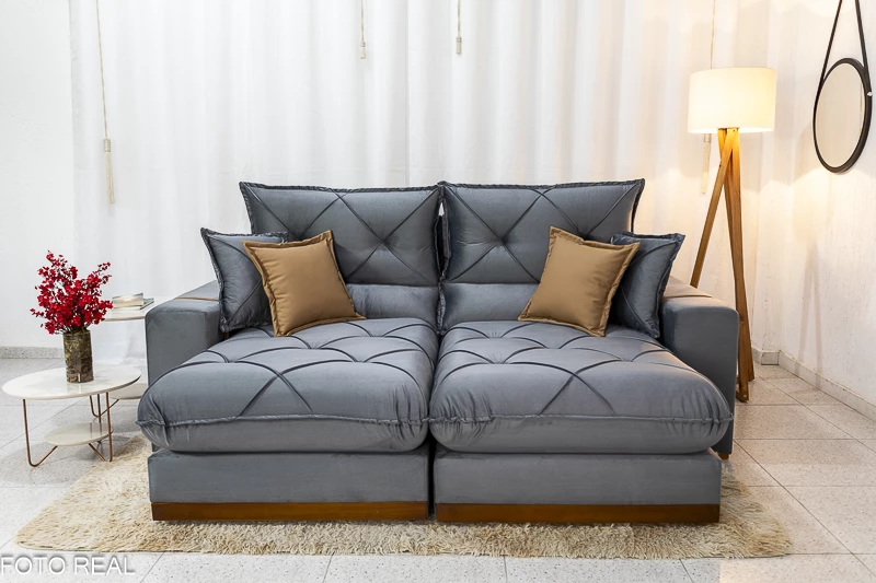 Sofá Retrátil Reclinável Gran Bello 2.30m Veludo - Imagem 6