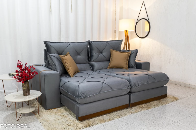 Sofá Retrátil Reclinável Gran Bello 2.30m Veludo