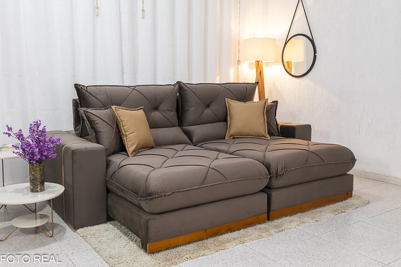 Sofá Retrátil Reclinável Gran Bello 2.30m Veludo - Imagem 3