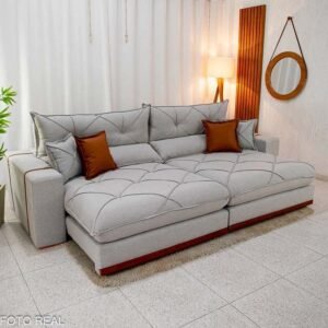 Sofá Retrátil Reclinável Gran Bello 2.90m Linho