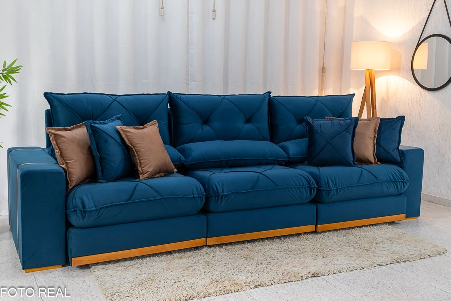 Sofá Retrátil Reclinável Gran Bello 3.20m Veludo - Imagem 5