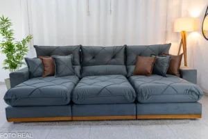 Sofá Retrátil Reclinável Gran Bello 3.20m Veludo - Imagem 7