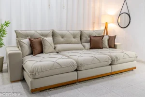Sofá Retrátil Reclinável Gran Bello 3.20m Veludo - Imagem 4