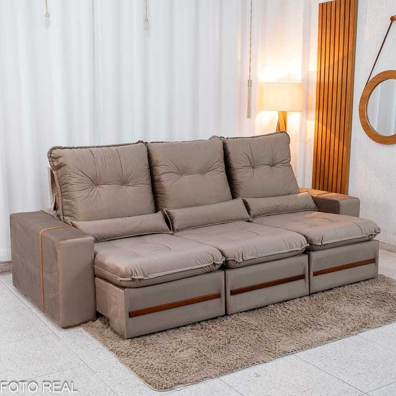 Sofá Retrátil Reclinável Montreal 2.60m Veludo - Imagem 4