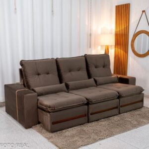 Sofá Retrátil Reclinável Montreal 2.60m Veludo