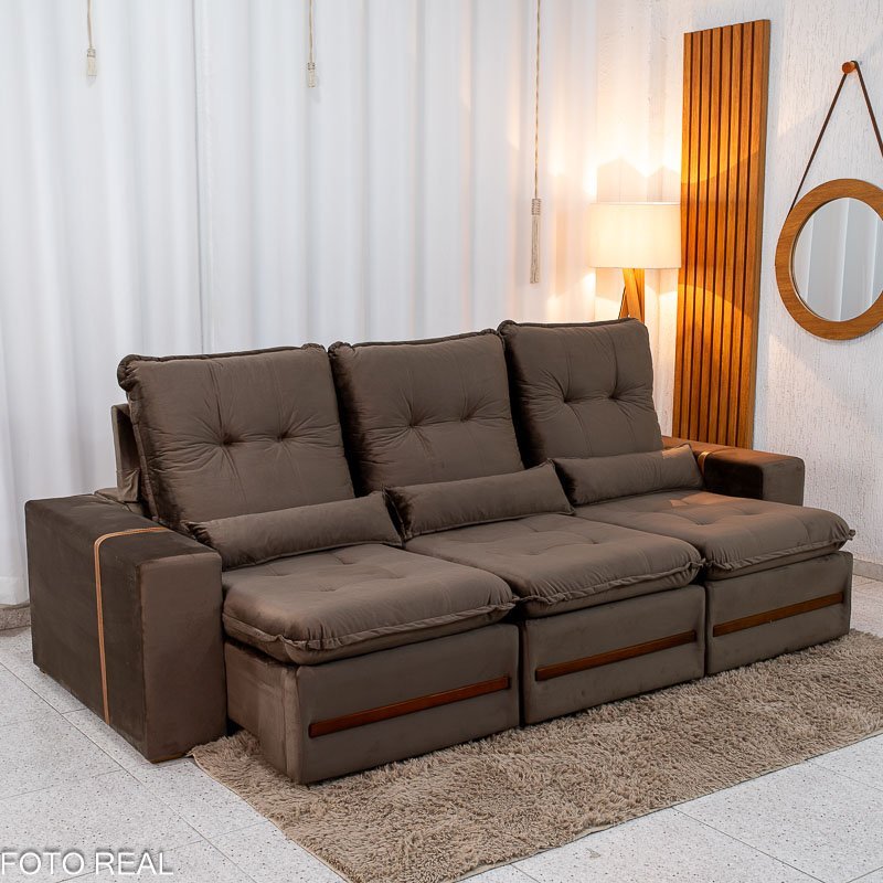 Sofá Retrátil Reclinável Montreal 2.60m Veludo