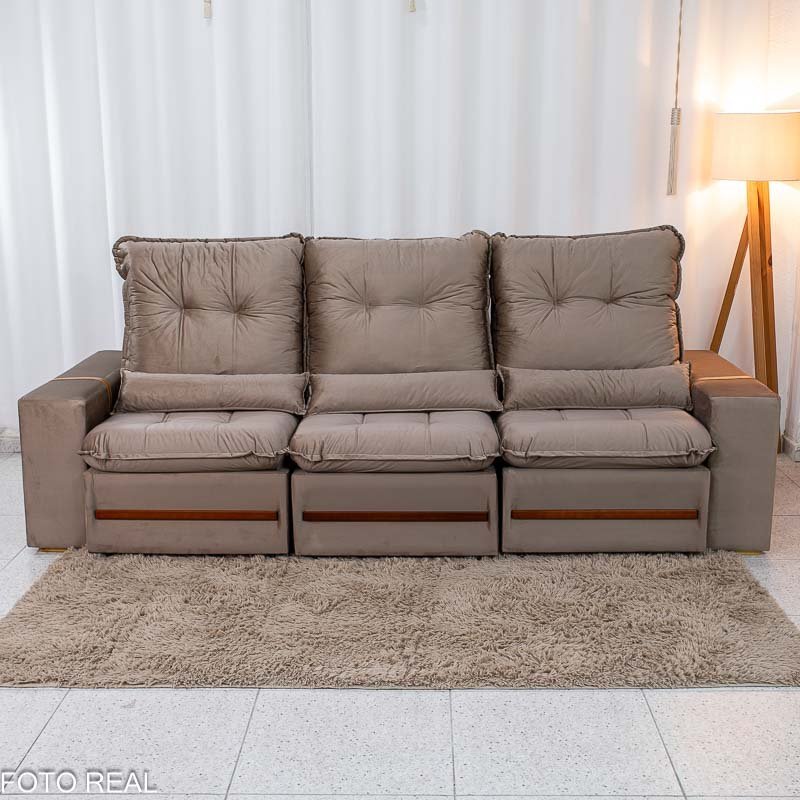 Sofá Retrátil Reclinável Montreal 2.60m Veludo - Imagem 8